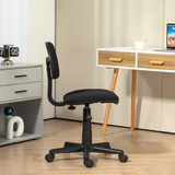 HOMCOM Armless Office Chair with Adjustable Height and 360° Swivel Wheels – Padded Desk Chair, Black