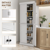 HOMCOM Freestanding Kitchen Cupboard with Six Inner Shelves, Four Adjustable – Larder Storage Cabinet, White