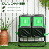 Outsunny 130L Dual Chamber Rotating Compost Bin Tumbler with Ventilation Holes – Garden Composter