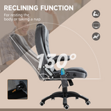 Executive Reclining Office Chair with Heated Massage, Padded Headrest & Swivel Base – Home Office, Grey