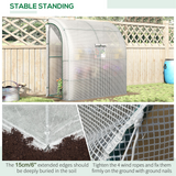 Outsunny Walk-In Lean-To Greenhouse with 4 Shelves, Windows & Doors – Steel Frame, PE Cover, White
