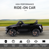 HOMCOM Bentley-Style Electric Ride-On Car with LED Lights, MP3 Player & Parental Remote Control – Kids Car, Black