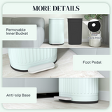 HOMCOM 30L Metal Pedal Bin with Soft-Close Lid and Removable Inner Bucket – Kitchen Waste Bin, Light Green