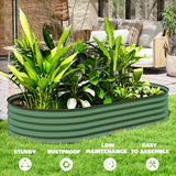 Outsunny Set of 2 Galvanised Steel Raised Garden Planters with Rubber Seal Tops & Open Bottom, Green