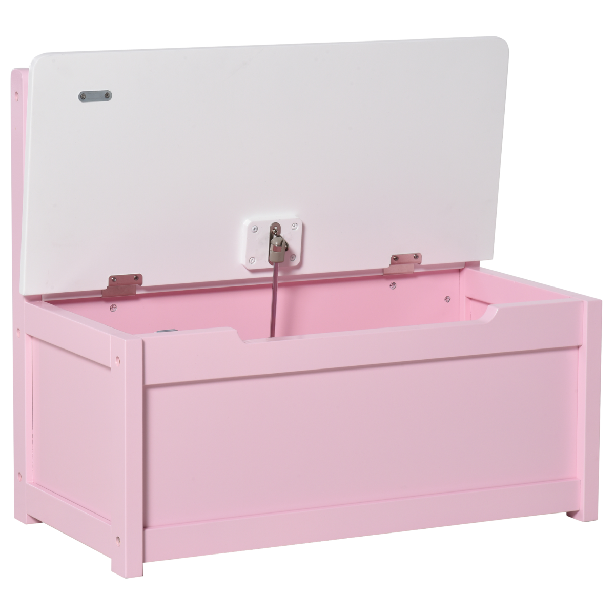 HOMCOM Kids Toy Box with Seat Bench, Gas Stay Bar & Hidden Storage – Wooden Children's Storage Chest
