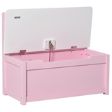 HOMCOM Kids Toy Box with Seat Bench, Gas Stay Bar & Hidden Storage – Wooden Children's Storage Chest