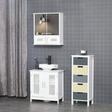 kleankin Wall-Mounted Bathroom Mirror Cabinet with Double Doors and Adjustable Shelf – Storage Cupboard, White