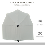 Outsunny 2m Half Parasol with Double Canopy, Crank Handle & Cross Base – Balcony & Patio Wall Shade, Cream White