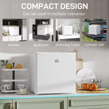 HOMCOM 46L Countertop Mini Fridge with Chiller Box – Compact Retro Drinks Cooler for Bedrooms & Offices, Cream