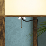 HOMCOM Dual Light Shelf Floor Lamp with Fabric Lampshades & Display Shelves – Living Room Lighting, Brown