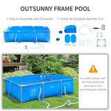 Outsunny Steel Frame Swimming Pool with Filter Pump, 315 x 225 x 75cm – Garden Family Pool, Blue