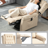 HOMCOM Power Lift Wingback Recliner Armchair, Button Tufted with 150° Recline – Riser Chair, Beige
