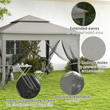 Outsunny 3.25m Pop-Up Gazebo with Net Curtains & Drainage Holes – Folding Party Tent, Dark Grey