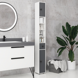 Kleankin Slim Bathroom Cabinet with Drawer, Four Open Shelves & Toilet Roll Storage – Floor Standing Unit, Grey
