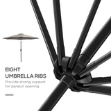 Outsunny 3m Tilt & Crank Patio Parasol with 2.95m Canopy & Steel Frame – Garden Sun Shade, Light Grey