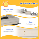 Outsunny Kids Wooden Sandbox with Canopy, Play Kitchen Accessories and Storage Shelf – Outdoor Sandpit