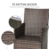 Outsunny Set of 4 PE Rattan Garden Armchairs with 5cm Padded Cushions – Outdoor Patio Seating, Mixed Brown