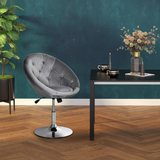 Retro Swivel Tub Bar Stool with Adjustable Height, Chrome Base & Footrest – Armless Counter Seat, Grey
