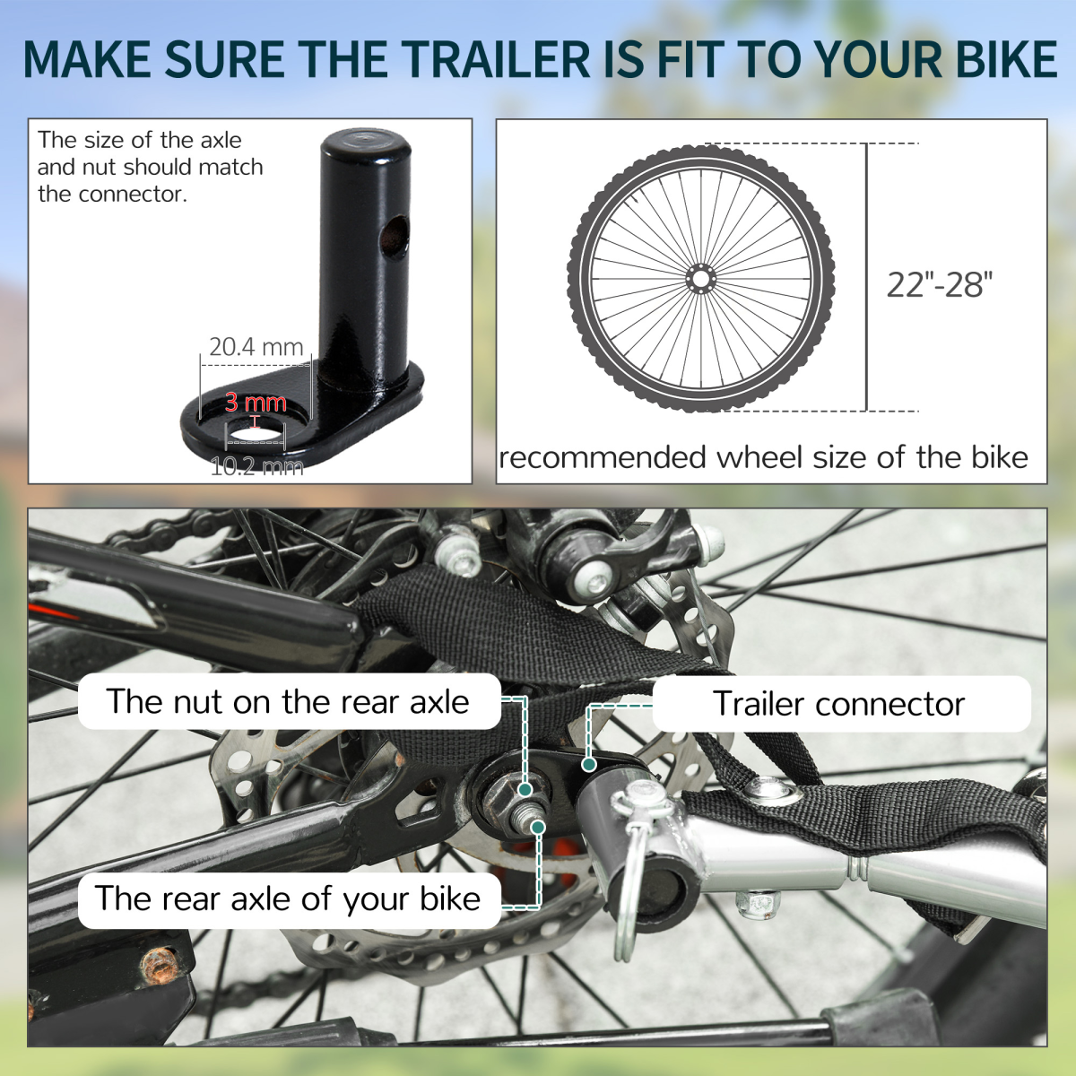 HOMCOM Two-Wheel Bicycle Cargo Trailer with Folding Storage Bag & Top Cover – 40kg Steel Frame Bike Wagon