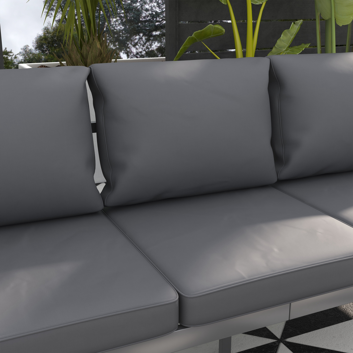 Outsunny 3-Seater Aluminium Garden Bench with Cushions, Armrests & Backrest – Patio Sofa, Grey