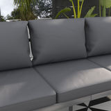 Outsunny 3-Seater Aluminium Garden Bench with Cushions, Armrests & Backrest – Patio Sofa, Grey