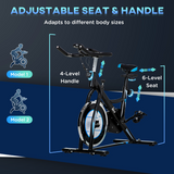 HOMCOM Indoor Cycling Exercise Bike with 8kg Flywheel, LCD Monitor & Adjustable Seat – Stationary Cardio Bike