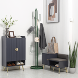 Hallway Shoe Bench with Enclosed Storage Cabinet & Padded Seat Cushion – Entryway Seating, Grey