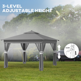 Outsunny 3x3m Pop Up Gazebo with Solar LED Lights, Remote & Mesh Curtains – Garden Shelter, Grey