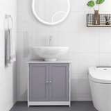 Kleankin 60 x 60cm Under-Sink Storage Cabinet with Double Doors & Adjustable Shelf – Grey and White