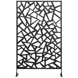 Outsunny Black Steel Garden Partition Screen with Hollow Irregular Design, Freestanding Divider, 198cm