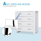 Chest of 4 Drawers with Metal Handles – White Bedroom & Hallway Storage Unit