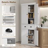 HOMCOM Freestanding Kitchen Cabinet with Slide-Out Drawer, Cupboards & Adjustable Shelves – Pantry Storage, White