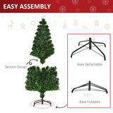 HOMCOM 5ft Pre-Lit Artificial Christmas Tree with 170 Multicoloured Lights, Star Topper & Folding Metal Base