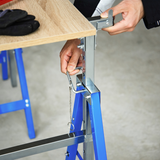 HOMCOM Set of 2 Steel Saw Horses with Adjustable Telescopic Height – Foldable Builders Trestles for DIY