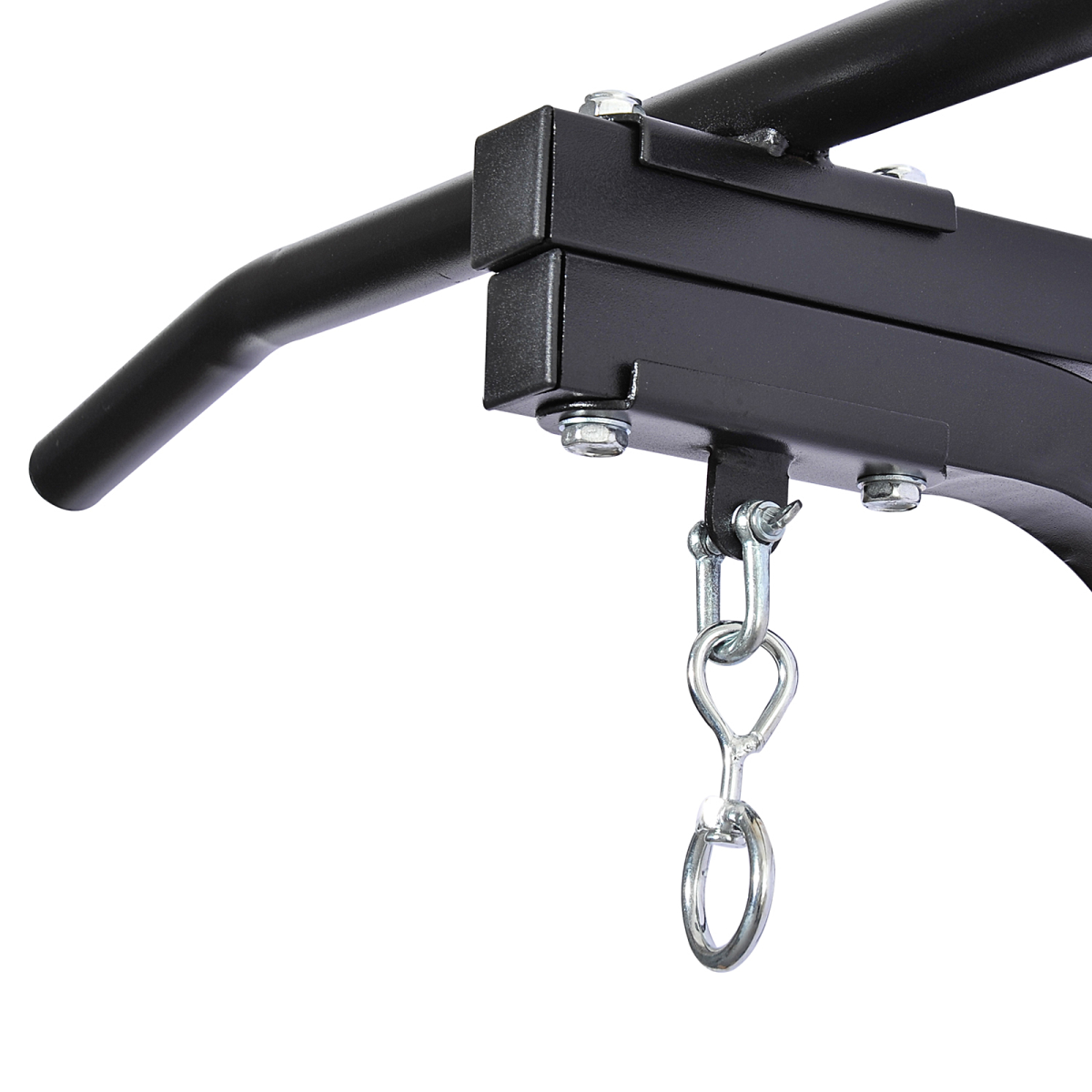 HOMCOM Wall Mounted Punch Bag Bracket with Pull Up Bar & Swivel Chain, 130kg – Steel Boxing Hanger, Black