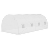 Outsunny 6 x 3 x 2m Replacement Cover for Tunnel Greenhouse – Zipped Roll-Up Door and 12 Windows, White