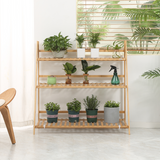 Outsunny 3-Tier Folding Bamboo Plant Stand with Slatted Shelves – Indoor & Outdoor Display Rack