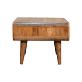Artisan Furniture Solid Wood Open Oak-ish Media Unit, Tapered Legs – Simple TV Stand, Beige
