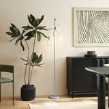 HOMCOM Industrial 3-Light Floor Lamp Dimmable Standing Lamp, Silver Tone