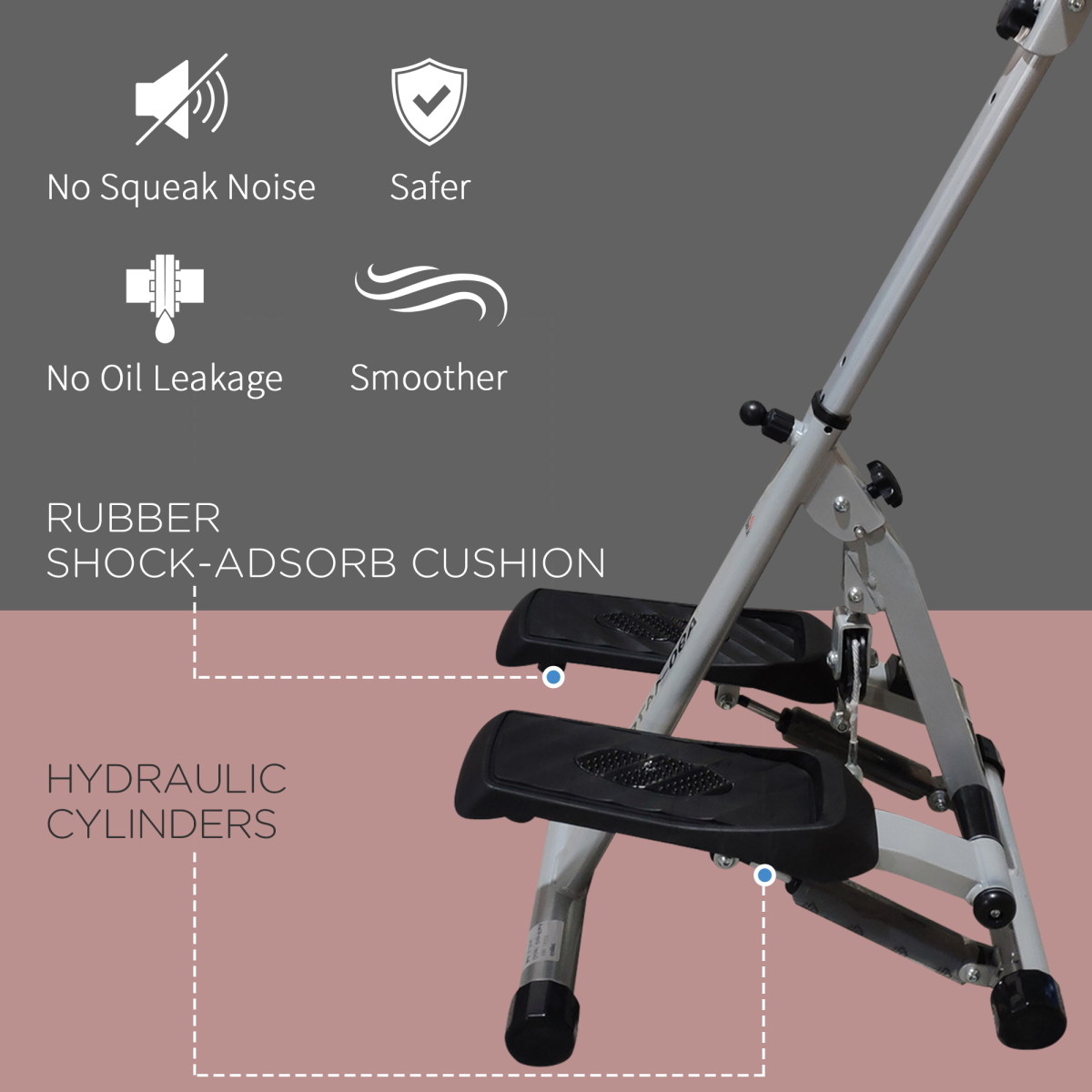 HOMCOM Foldable Stepper with Adjustable Height, Handlebar & LCD Display – Compact Home Cardio Machine, Grey