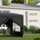 Outsunny 3 x 3m Pop Up Gazebo with Four Removable Walls & Carry Bag – Garden Party Tent Canopy, Black