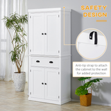 HOMCOM Colonial Freestanding Kitchen Pantry Cabinet with Adjustable Shelves – White