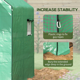 Outsunny Walk-in Greenhouse Replacement Cover with Roll-up Door & Mesh Windows – PE Cover Only, Green