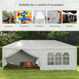 Outsunny 6x3m Gazebo Party Tent with Removable Side Walls & Windows – Outdoor Garden Event Canopy, White