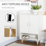Modern Shoe Cabinet with Doors & 4 Shelves – Hallway Storage for 12 Pairs of Shoes