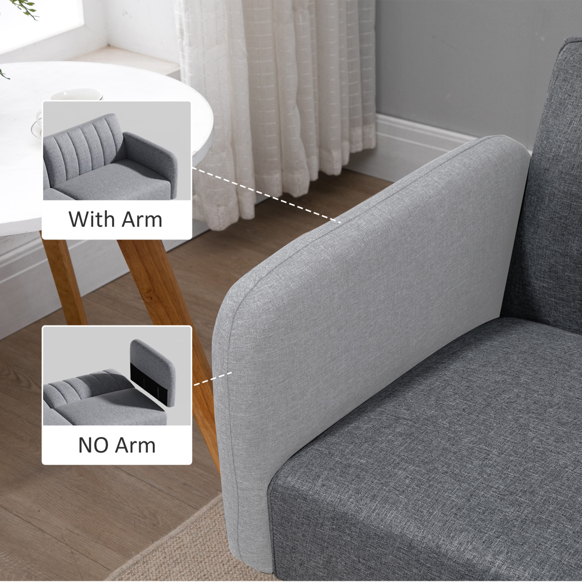 HOMCOM Two Seater Sofa Bed with Adjustable Backrest – Compact Padded Guest Bed for Living Rooms