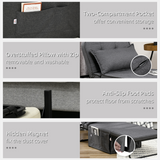 HOMCOM 4-in-1 Folding Sleeper Chair Bed with Pillow & Side Pockets – Space-Saving Spare Bed, Charcoal