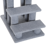 Pawhut 4-Step Pet Ramp Stairs with Faux Fur Cover – Safety Climbing Steps for Cats and Dogs, Grey