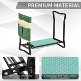 Outsunny Steel Frame Garden Kneeler and Seat with Tool Pouch & Foam Pad – Foldable, Green