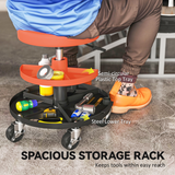 HOMCOM Rolling Mechanic Stool with Height Adjustment & Tool Trays, 135kg Capacity – Garage Workshop Seat, Yellow
